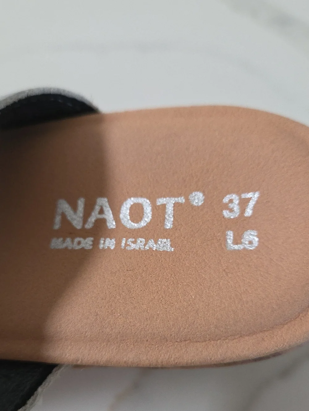 NAOT Leather Silver Cork Wedge Sandals with Double Straps, Size 6 Worn Once!